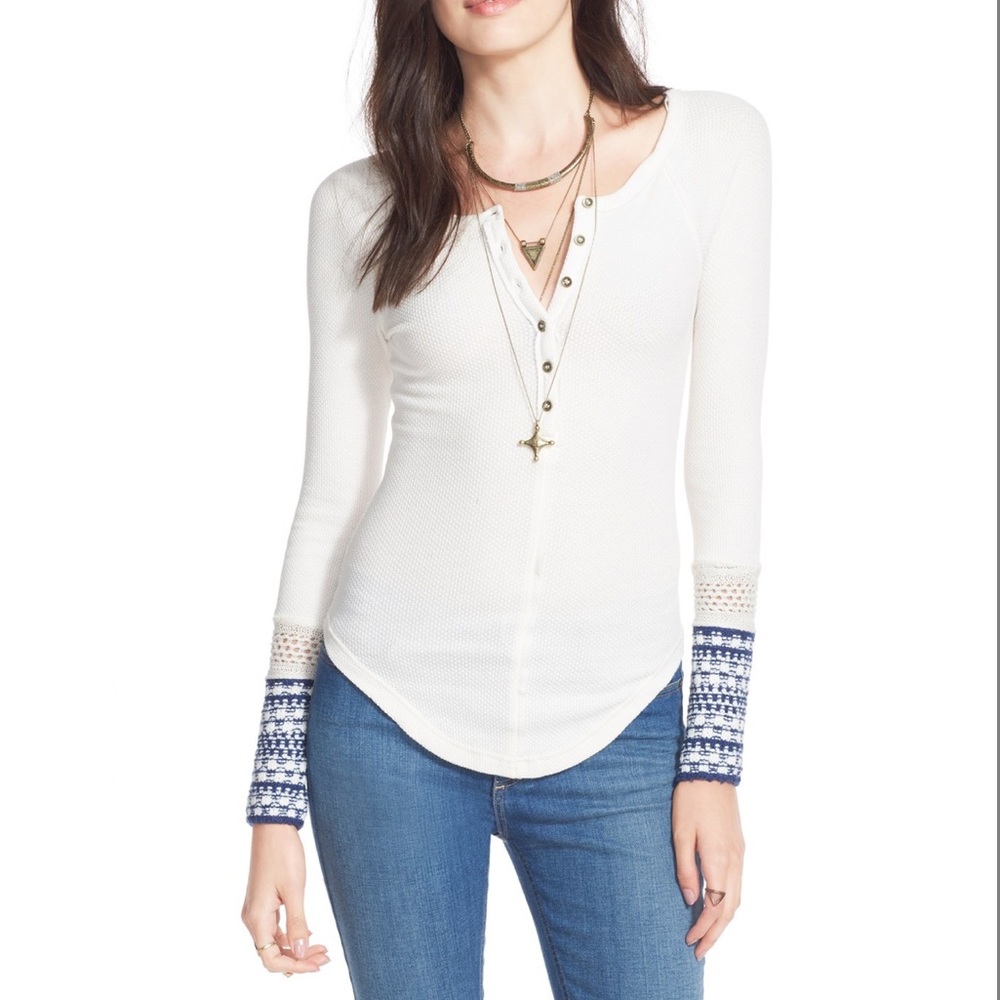 Free people newbie ski lodge cuff thermal top.